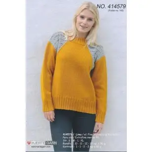 414579 Sweater m/kontrast-indsats - Strikopskrifter Dame