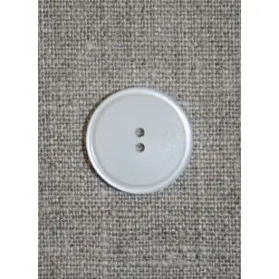 Hvid 2-huls knap, 20 mm. - Knapper Hvid, grå og sort