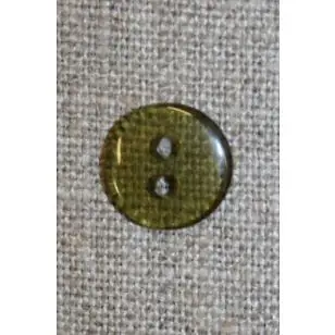 Klar brun/grøn 2-huls knap, 13 mm. - Knapper Brun, beige og off-white