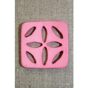 Stor firkantet knap m/huller, lyserød - Tilbud knapper