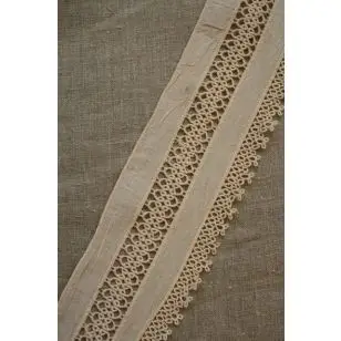 Bånd bomuld  orkeret look, creme - Div. bånd