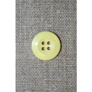 Lysegul 4-huls knap, 15 mm. - Knapper Grøn, gul og orange