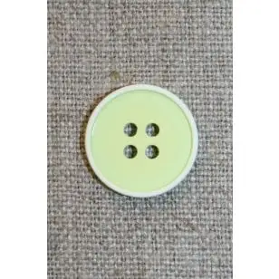 4-huls knap m/hvid kant, lys lime 18 mm. - Knapper Grøn, gul og orange