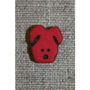 Knap m/hundehoved, mørk rød - 