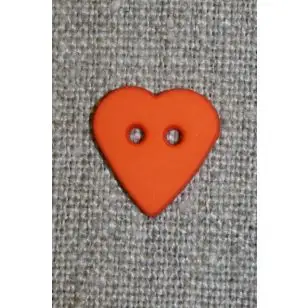 Hjerteknap orange, 15 mm. - Knapper Grøn, gul og orange