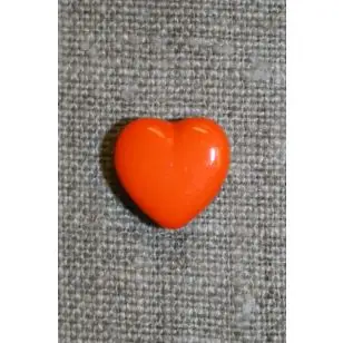 Orange hjerte-knap, 13 mm. - Børneknapper