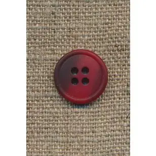 4-huls knap rød/mørkerød meleret, 15 mm. - Knapper Rød/lyserød/lilla