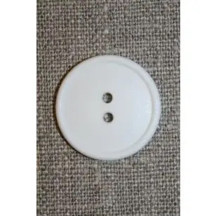 Hvid 2-huls knap, 22 mm. - Knapper Hvid, grå og sort