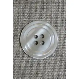 4-huls knap m/cirkel, lysegrå - Knapper Hvid, grå og sort