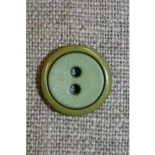 2-farvet knap lime/løvgrøn, 15 mm. - Knapper Grøn, gul og orange