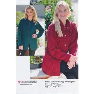 313511 Cardigan m/snoningsmønster - Strikopskrifter Dame