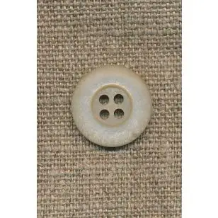 Beige 4-huls knap, 18 mm. - Knapper Brun, beige og off-white