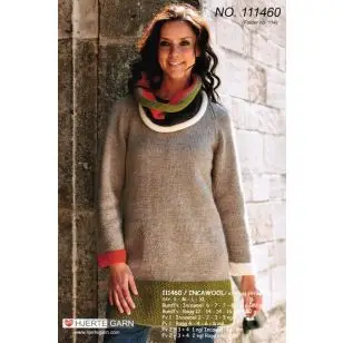 111460 Kjolesweater m/løs skorstenskrave - Strikopskrifter Dame