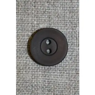 Mørkebrun 2-huls knap, 15 mm. - Knapper Brun, beige og off-white
