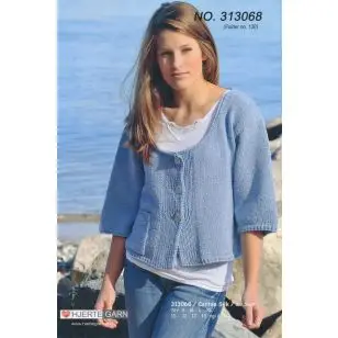 313068 Kort & bred jakke - Strikopskrifter Dame