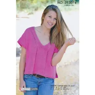 313074 Bluse m/v-hals - Strikopskrifter Dame