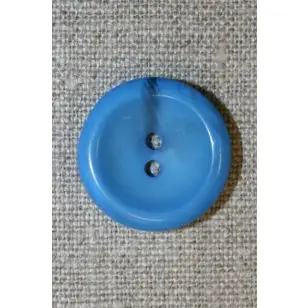Klar blå 2-huls knap, 22 mm. - Knapper Blå, turkis og petrol