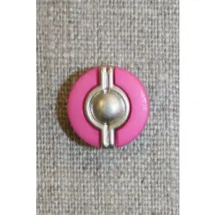 Knap m/sølv midte, pink - Guld-, sølv- og metalknapper