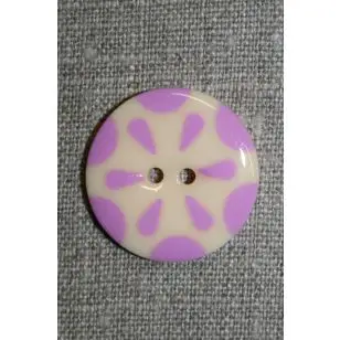 Knap m/blomst, off-white/lyselilla - Knapper Rød/lyserød/lilla