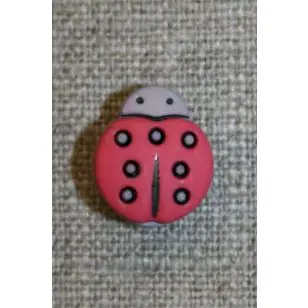 Knap m/mariehøne, rosa/koral - Børneknapper