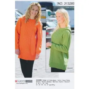 313285 Lang sweater m/smock-strikning - Pind 3-3½