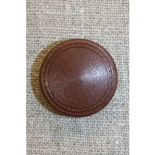 Brun knap m/mønster-kant, 25 mm. - Knapper Brun, beige og off-white