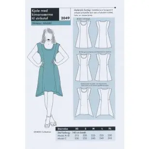 Onion 2049 -Kjole med kimonoærmer til strikstof - Snitmønstre Onion til voksne