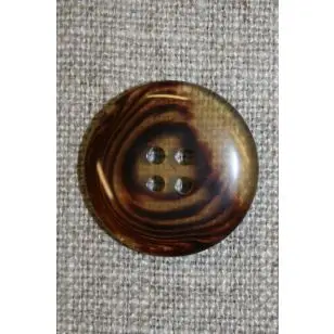 4-huls knap meleret klar/brun, 22 mm. - Knapper Brun, beige og off-white