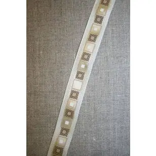 Bånd med firkant-print off-white-guld - Div. bånd