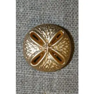 Guld knap m/mønster, 15 mm. - Tilbud knapper