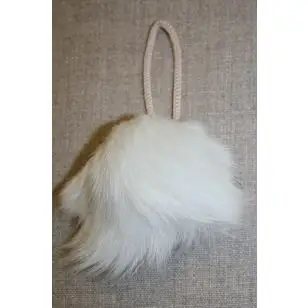 Pels-pompon af kanin, 9 cm. hvid - Pomponer