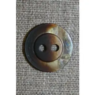 Blank meleret 2-huls knap brun/beige - Knapper Brun, beige og off-white