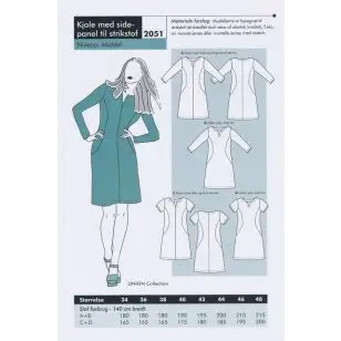 Onion 2051 Kjole m/side-panel til strikstof - Snitmønstre Onion til voksne