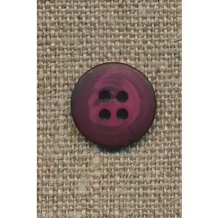 4-huls knap meleret hindbærrød 15 mm. - Knapper Rød/lyserød/lilla