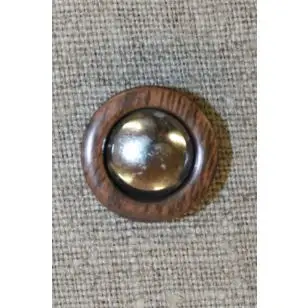 Sølv knap m/træ-kant, - Guld-, sølv- og metalknapper