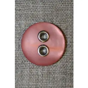 Knap m/sølv-huller, rosa 22 mm. - Knapper Rød/lyserød/lilla