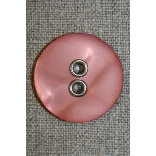 Knap m/sølv-huller, rosa 31 mm. - Knapper Rød/lyserød/lilla