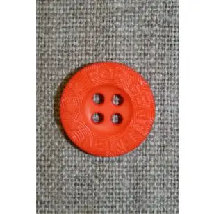 Orange 4-huls knap m/tekst, 18 mm. - Knapper Grøn, gul og orange