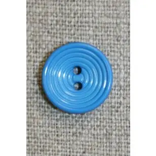 2-huls knap m/cirkler, klar mellem-blå, 15 mm. - 