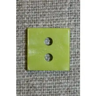 Firkantet blank knap, lime 15 mm. - Knapper Grøn, gul og orange