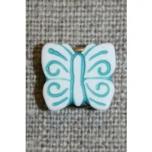 Knap m/sommerfugl, hvid/irgrøn - 