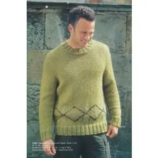53567 Herre-sweater m/mønsterbort - Strikkeopskrift Herre