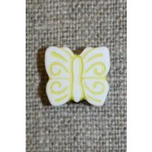 Knap m/sommerfugl, hvid/gul - 