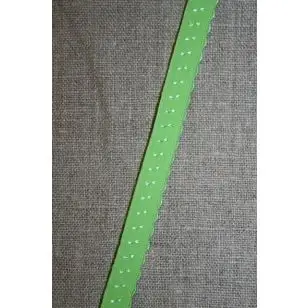 Foldeelastik med buet kant/prik, lime - Foldeelastik, foldebånd, uldbånd