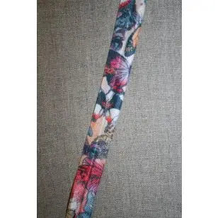 Foldeelastik m/sommerfugle orange/rød/hvid - Foldeelastik, foldebånd, uldbånd