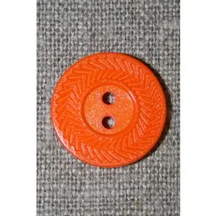 Orange 2-huls knap m/zigzag kant, 20 mm. - Knapper Grøn, gul og orange