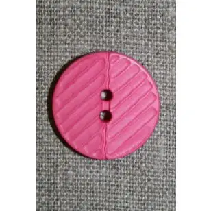 Pink 2-huls knap m/riller, 23 mm. - Knapper Rød/lyserød/lilla