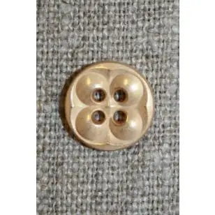4 huls Knap m/blomst, mat guld, 11 mm. - Guld-, sølv- og metalknapper