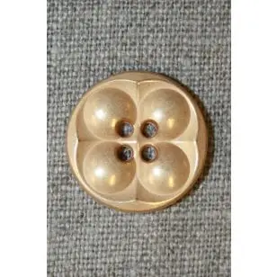 4 huls Knap m/blomst, mat guld, 20 mm. - 