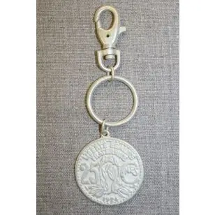 Karabinhage m/vedhæng mønt hvig/gl.sølv - Spænder og hægter